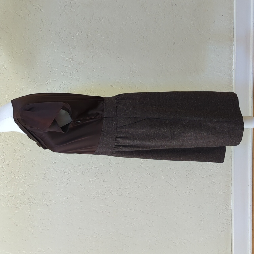 The Limited Dark Brown Satin and Herringbone Tweed Professional Dress Size 12 - Picture 5 of 11